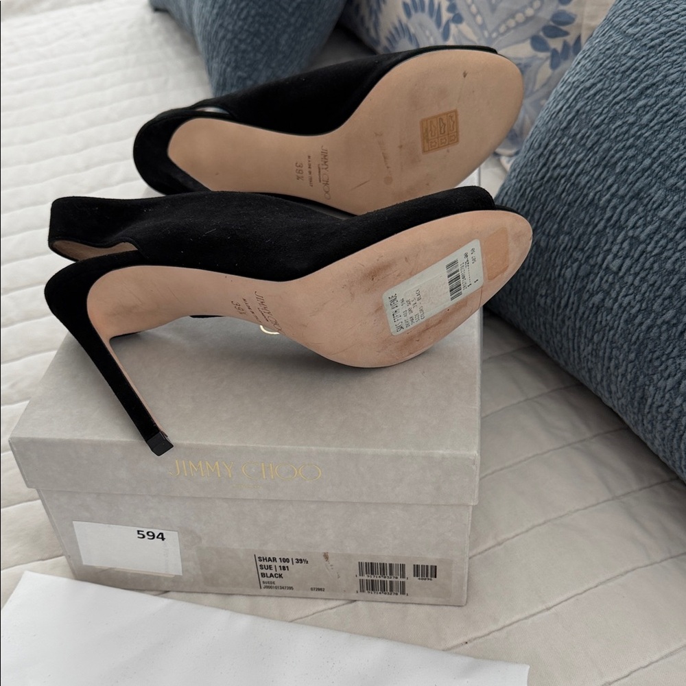 Jimmy Choo Shar Elegant Black Slingback Heels 39.5 - Picture 5 of 6